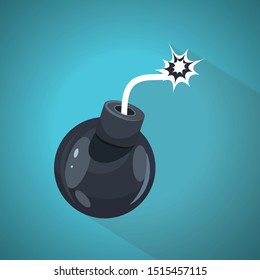 bomb with burning wick on a white background. Blue Theme Concept