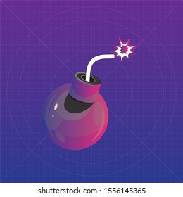 Bomb with burning wick on a white background.