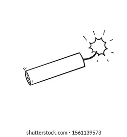 bomb with burning wick on a white background hand drawn doodle cartoon style