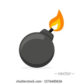 Bomb with burning wick on a white background