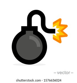Bomb with burning wick on a white background