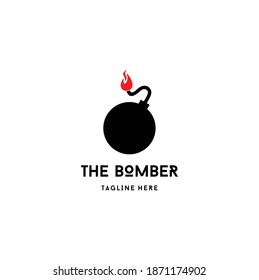 Bomb with Burning Wick on a White Background