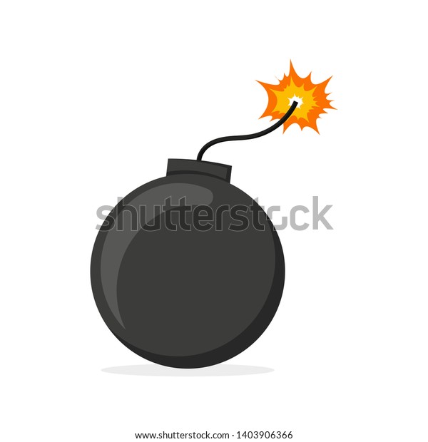bomb with burning\
wick on a white\
background