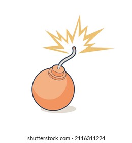 Bomba con mecha en llamas. Ilustración vectorial en un fondo blanco. Icono dinamita. 