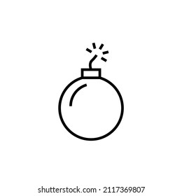 Bomb with burning wick. Vector illustration on a white background. Dynamite icon. 