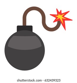 Bomb with burning wick vector illustration dynamite danger explosive weapon