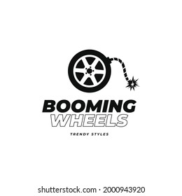 Bomba con el concepto de diseño del logotipo combinado de la rueda del coche. Ilustración del vector