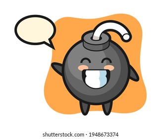Bomb cartoon character doing wave hand gesture, cute style design for t shirt, sticker, logo element