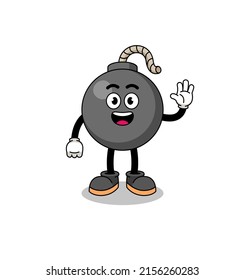 bomb cartoon doing wave hand gesture , character design