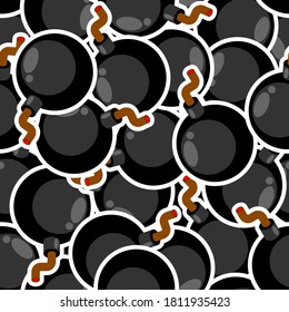 Bomb cartoon pattern seamless. Round Bomb background. vector texture