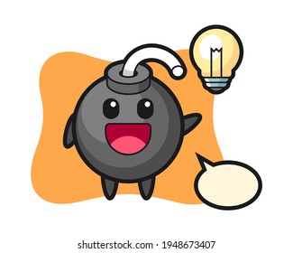 Bomb character cartoon getting the idea, cute style design for t shirt, sticker, logo element