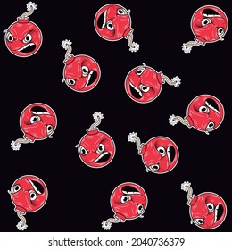 Bomb character cartoon in pattern design and background
