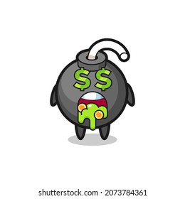 Bombencharakter mit einem Ausdruck des Verrücktes über Geld , süßes Design für T-Shirt, Aufkleber, Logo-Element