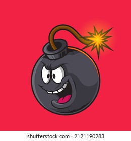 Bomb Character Vector Illustration on Isolated Background