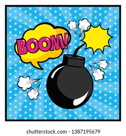 bomb with cloud and boom pop art message bomb with cloud and boom pop art message
