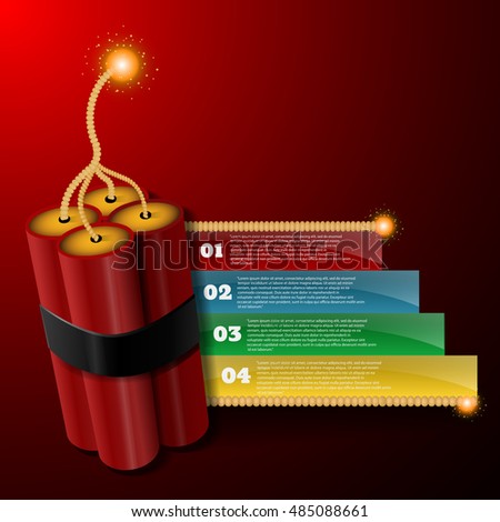 Bomb colour infographics on red background side view eps 10