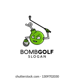 bomb combination golf logo design