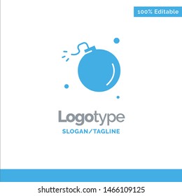 Bomb, Comet, Explosion, Meteor, Science Blue Solid Logo Template. Place for Tagline. Vector Icon Template background