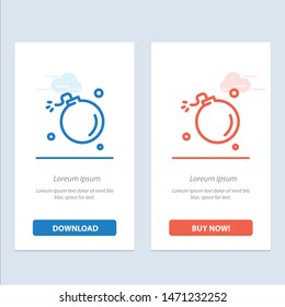 Bomb, Comet, Explosion, Meteor, Science  Blue and Red Download and Buy Now web Widget Card Template. Vector Icon Template background