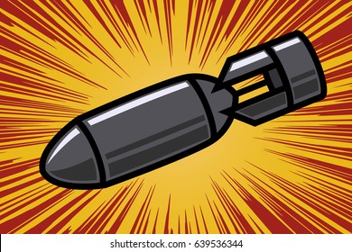 Bomb in comic book style. Design element for poster, flyer. Vector illustration