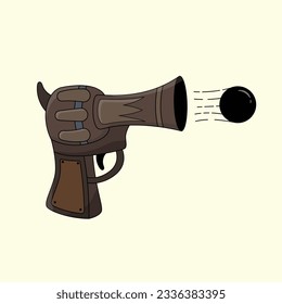 A bomb coming out of a gun vector illustration