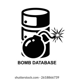 Symbol der Bombendatenbank. Symbol für Cyberangriffe einzeln auf Vektorgrafik im Hintergrund.