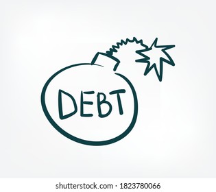 bomb debt vector sign abstract line doodle isolated hand drawn