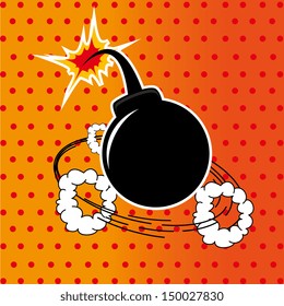 Bomb design over dotted  background vector illustration   