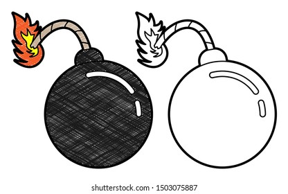 bomb design vector with texture. black and white colors