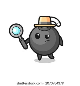 bomb detective character is analyzing a case , cute style design for t shirt, sticker, logo element