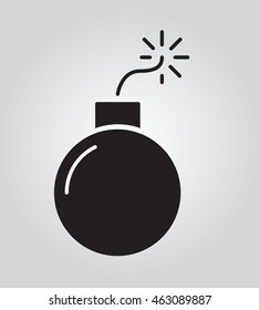 Bomb detonate icon flat. Bomb icon. Bomb with a wick. Vector stock illustration