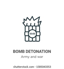 Bomb detonation outline vector icon. Thin line black bomb detonation icon, flat vector simple element illustration from editable army and war concept isolated on white background
