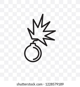 Bomb Detonation vector linear icon isolated on transparent background, Bomb Detonation transparency concept can be used for web and mobile