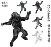Bomb Disposal Expert cartoon vector, Man in EOD Suit , Hand drawn of Explosive Ordnance Disposal (EOD)