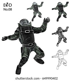 Bomb Disposal Expert cartoon vector, Man in EOD Suit , Hand drawn of Explosive Ordnance Disposal (EOD)