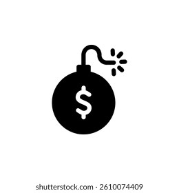 bomb with a dollar icon, representing financial risk, crisis, or opportunity. Suitable for finance, debt, investment, and economic themes