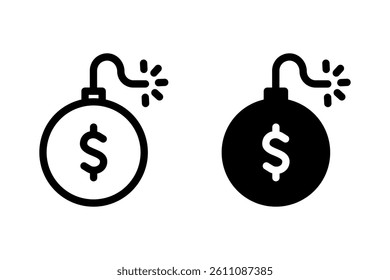 bomb with a dollar icon set. representing financial risk, crisis, or opportunity. Suitable for finance, debt, investment, and economic themes
