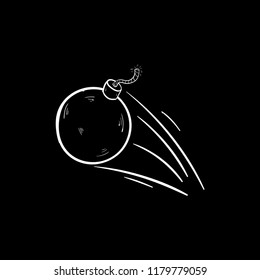 bomb doodle icon vector flat black