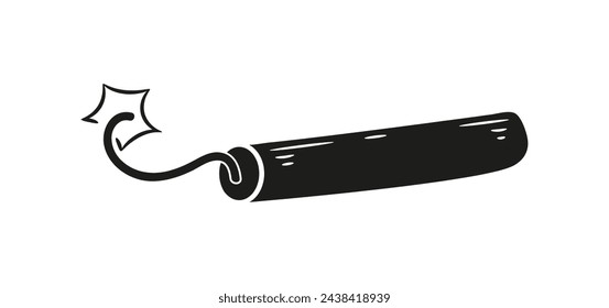 Bomba doodle vector con fuego. La dinamita cómica explota en estilo boceto. Elemento de icono de explosión de bombas.