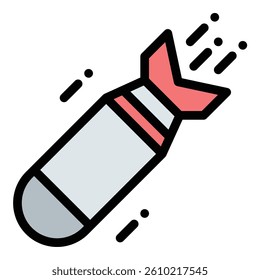 Bomb drop icon flat line style illustration representing explosion or impact, suitable for military, action, and strategy-related projects