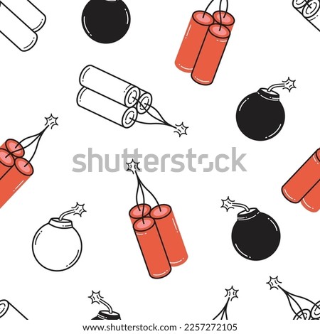 Bomb and dynamite doodle sketch seamless pattern wallpaper background