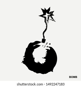 Bomb dynamite explosives logo sign icon hand drawn doodle sketch style Modern design Fashion print for clothes cards picture banner poster flyer for websites Vector illustration