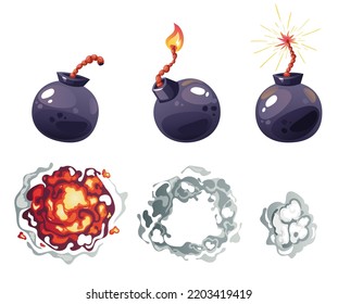 La explosión de la bomba dinamita en el marco de la explosión de los pasos aislados. Ilustración vectorial del elemento de diseño gráfico