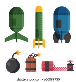 Bomb dynamite fuse vector illustration grenade attack power ball burning detonation explosion