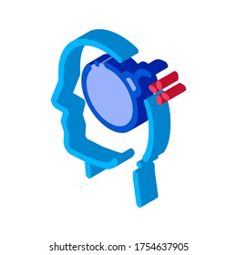 Señal isométrica del vector del dolor de cabeza de la silueta del hombre dinamita de la bomba. ilustración de símbolo aislado de color