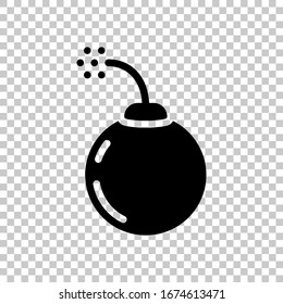 Bomba o dinamita, simple logo. Símbolo negro sobre fondo transparente