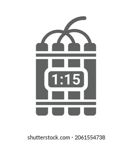 Bomb, dynamite, time icon. Gray vector graphics.
