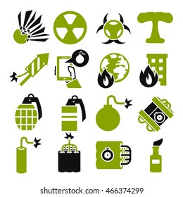 bomb, explode, explosion icon set