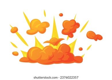 Ilustración del vector de nube naranja brillante de explosión de bomba