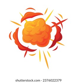 Bomb Explosion Bright Orange Cloud Vector Illustration